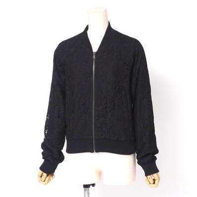 ■美品■DOLCE&GABBANA ドルチェアンドガッバーナ ジャケット サイズ36 総レース ジップアップブルゾン ボンバージャケット イタリア製 ブランド古着【中古】20240918/RA1139