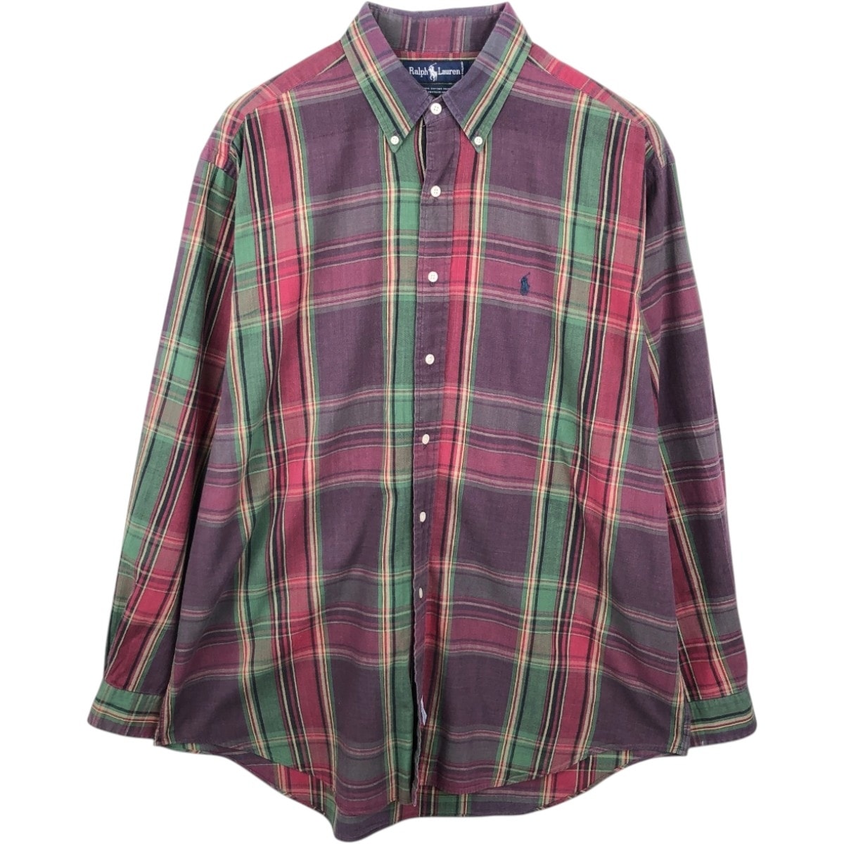 古着 ラルフローレン Ralph Lauren マドラスチェック 長袖 ボタンダウンチェックシャツ メンズXL相当/eaa632387