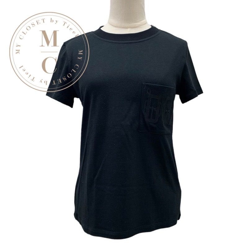 エルメス HERMES トップス コットン ブラック 黒 未使用  刺繍  Tシャツ