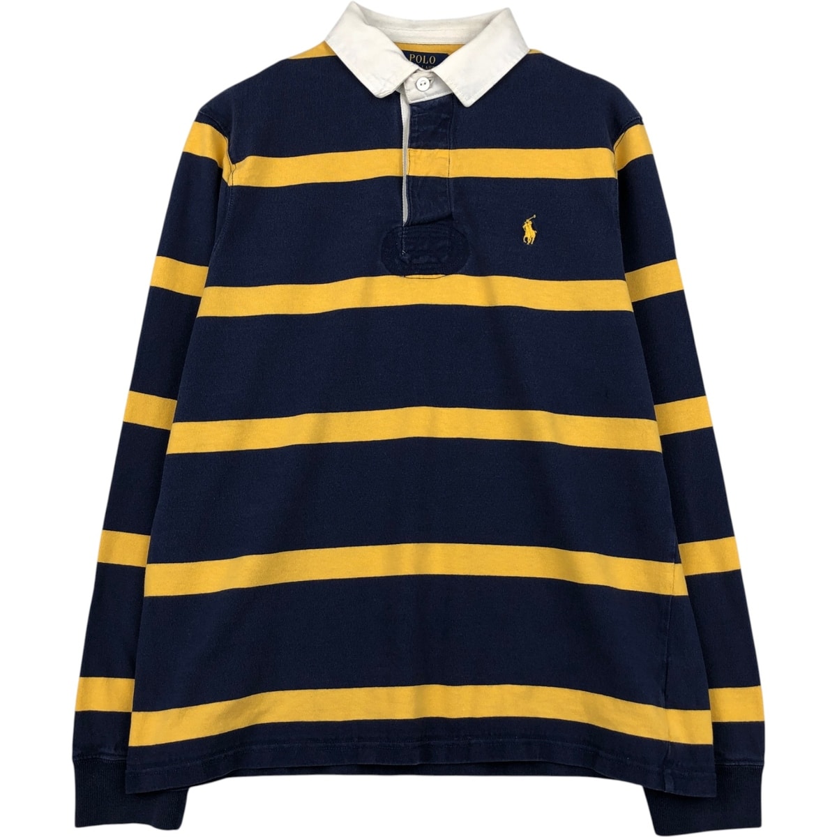 古着 ラルフローレン Ralph Lauren POLO RALPH LAUREN CUSTOM SLIM FIT ボーダー柄 長袖 ラガーシャツ メンズM相当/eaa652208