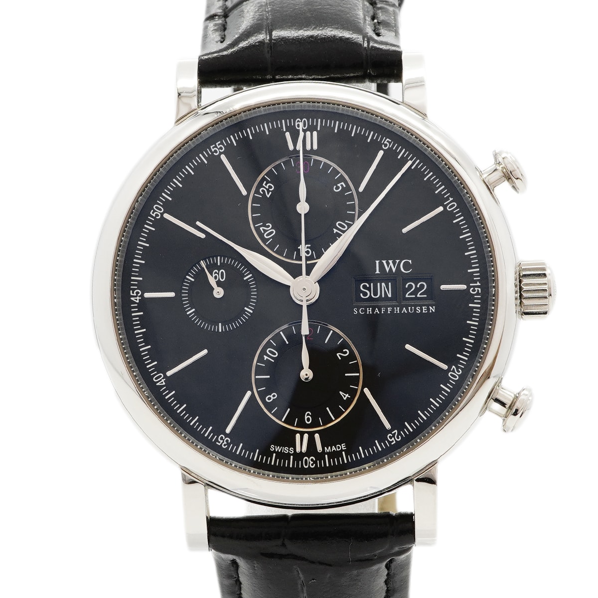 ★SALE【6wfc0220】IWC アイダブリューシー シャフハウゼン ポートフィノ クロノグラフ IW391008 黒文字盤【中古】腕時計 メンズ