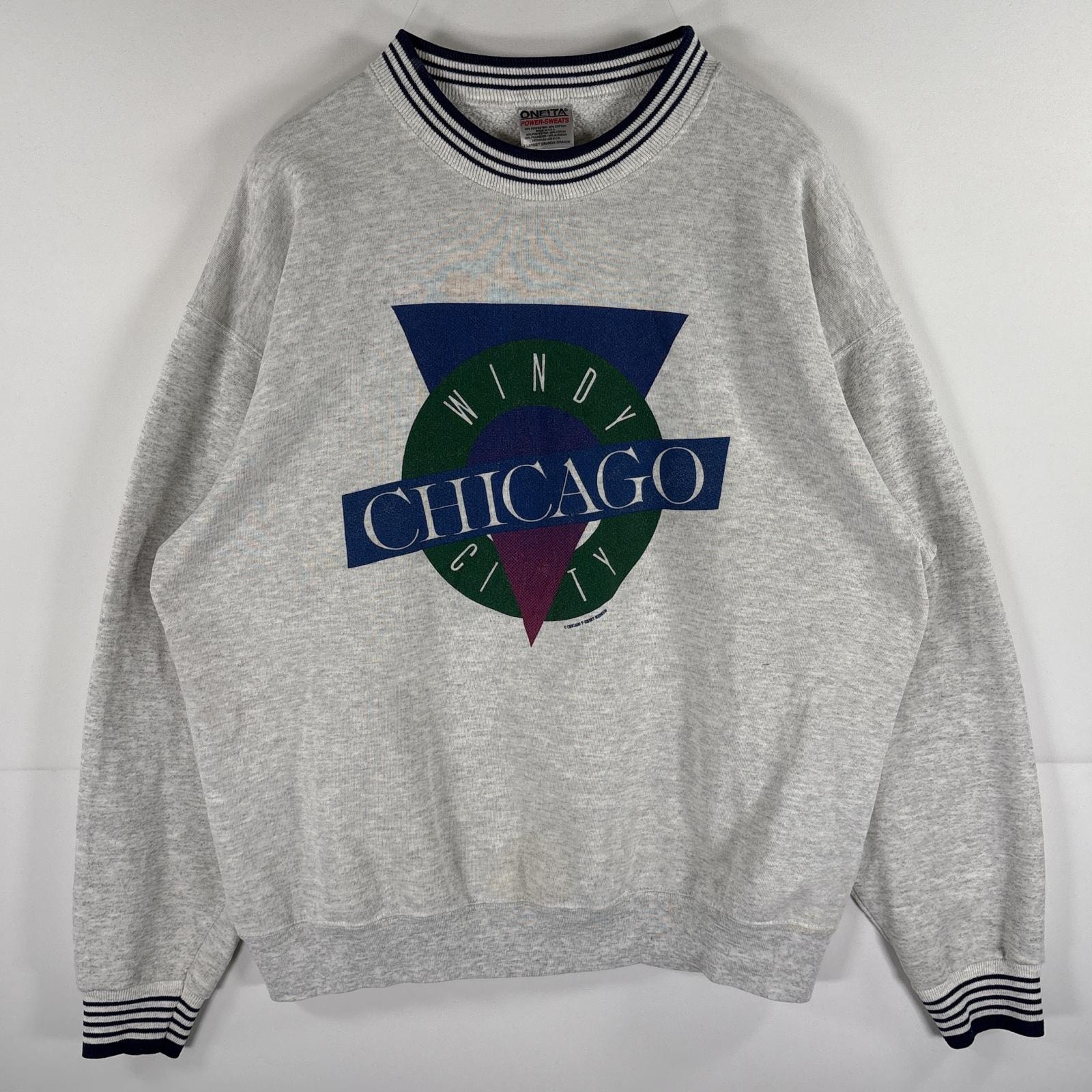 古着 90's/90年代 オニータ ONEITA USA製 スウェット トレーナー クルーネック プリント リブ襟 XL グレー メンズ