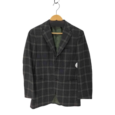 Custom tailor FRATELLI TALLIA DI DELFINO ウール カシミヤ チェック柄 総裏 3B テーラード ジャケット【1141749058477】
