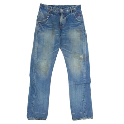 HYSTERIC GLAMOUR ヒステリックグラマー デニムパンツ KINKY キンキー スタッズ ストレート デニムパンツ インディゴブルー系 XS【中古】
