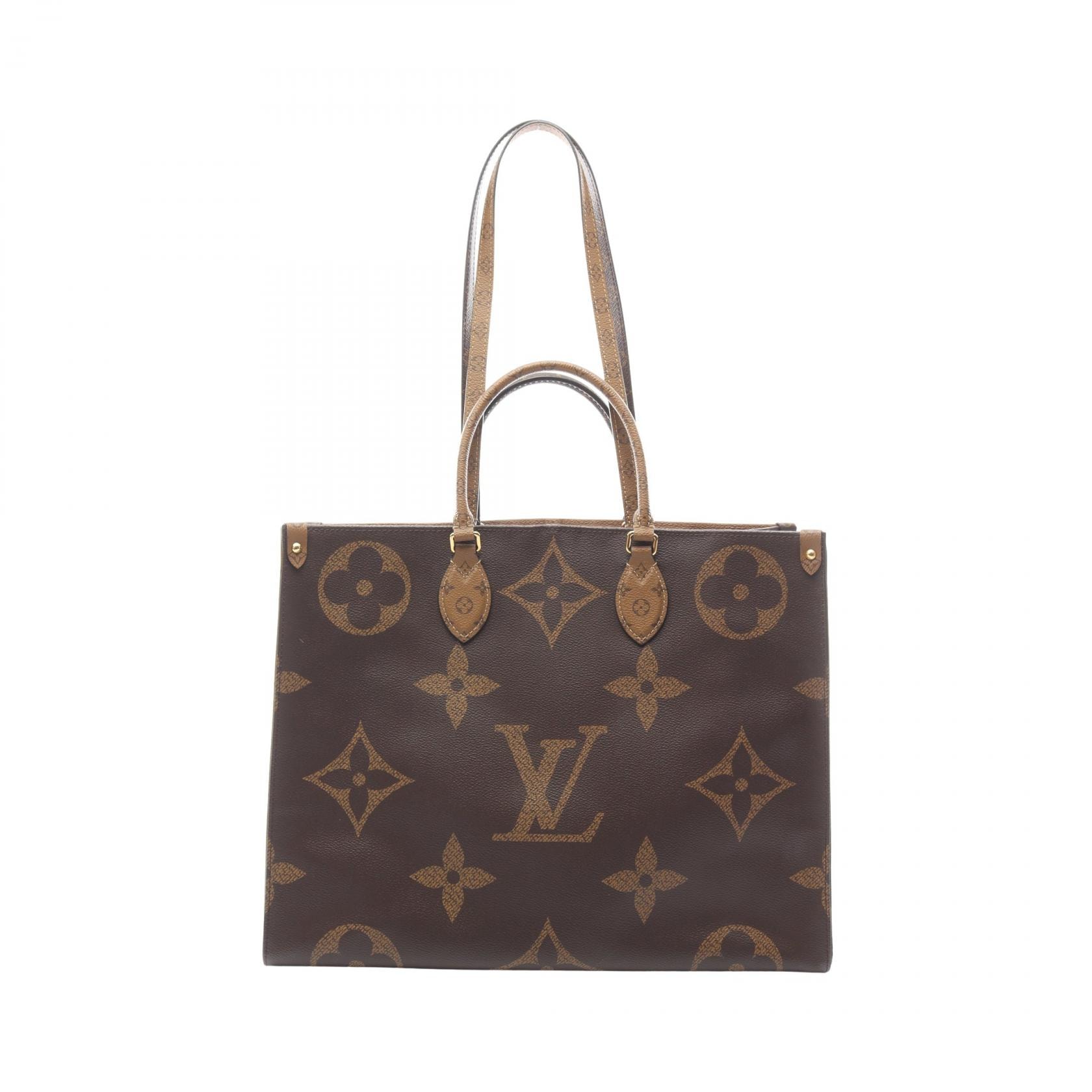 ルイ・ヴィトン LOUIS VUITTON オンザゴーGM モノグラムジャイアント リバース トートバッグ バッグ PVCコーティングキャンバス ベージュ レディース ブラウン系 / ベージュ系 M44576 【中古】