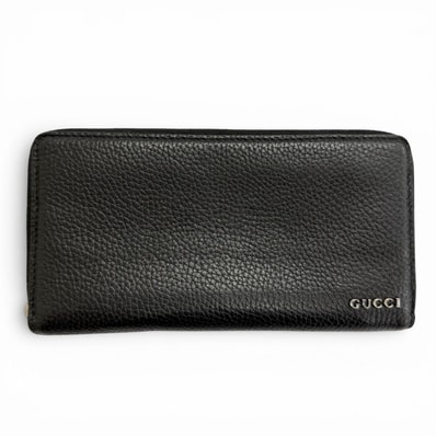美品 グッチ 長財布 ロゴ ジップアラウンドウォレット ブラック 771154