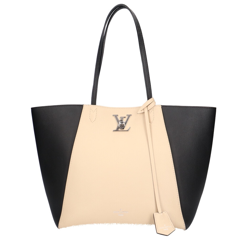 ルイヴィトン ロックミーカバ トートバッグ カーフ ベージュ レディース LOUIS VUITTON 中古