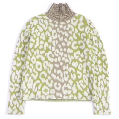 極美品 ディオール オム
ニット Leopard Cashmere High Neck Sweater ベージュ系 メンズ M 213M638AT426