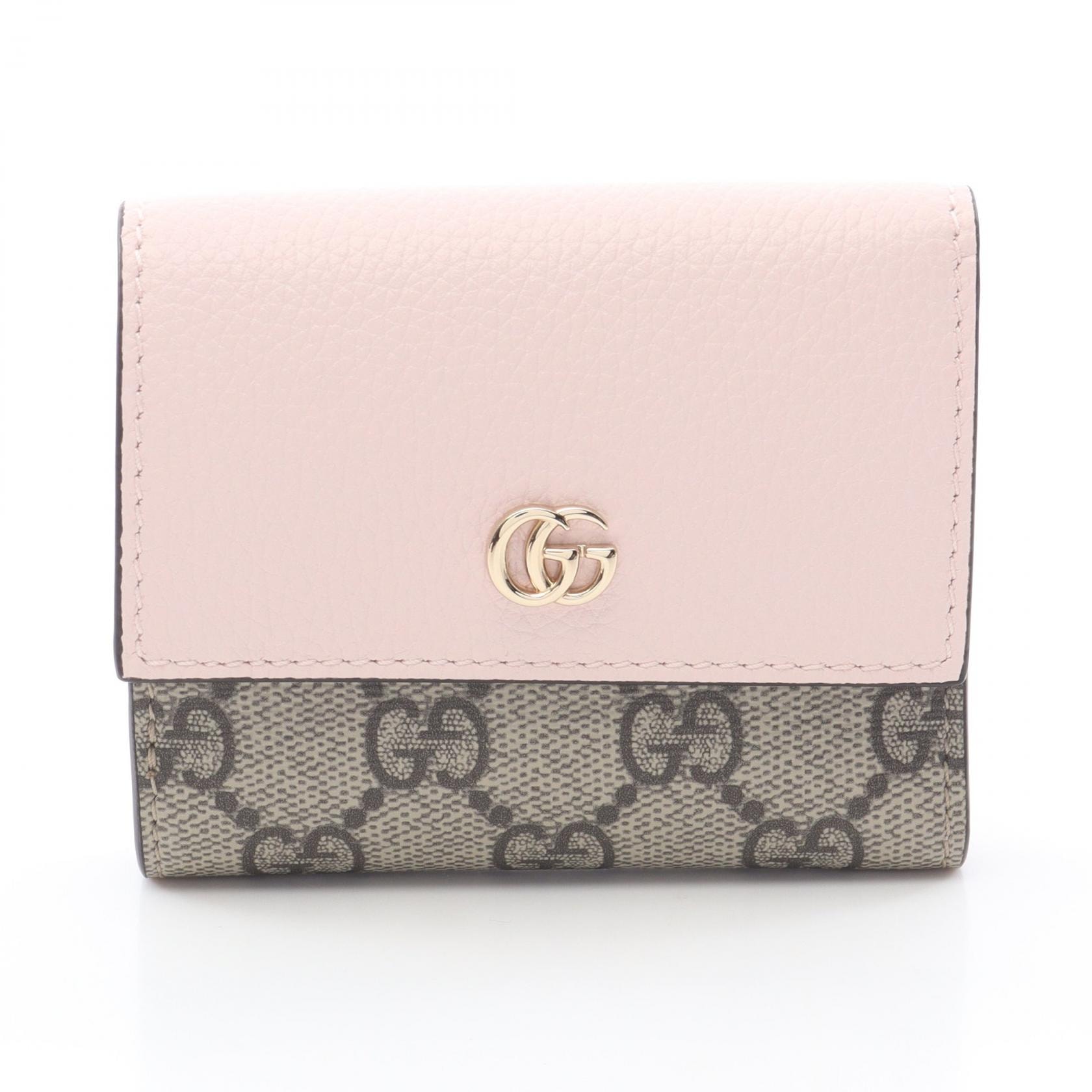 グッチ GUCCI ダブルG バイカラーミニウォレット GGスプリーム 三つ折り財布 財布 レザー PVC レディース ベージュ系 / ピンク系 837957AAFXM5743 【新品】