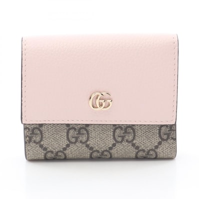 グッチ GUCCI ダブルG バイカラーミニウォレット GGスプリーム 三つ折り財布 財布 レザー PVC レディース ベージュ系 / ピンク系 837957AAFXM5743 【新品】
