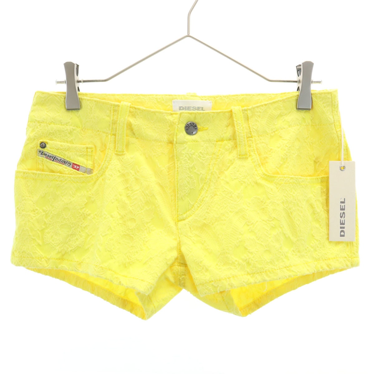 美品 DIESEL ディーゼル 総柄 ジャガード ショートパンツ 16 イエロー