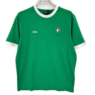 ボス グリーン コットン ストレッチ 国旗 メキシコカラー Tシャツ S
