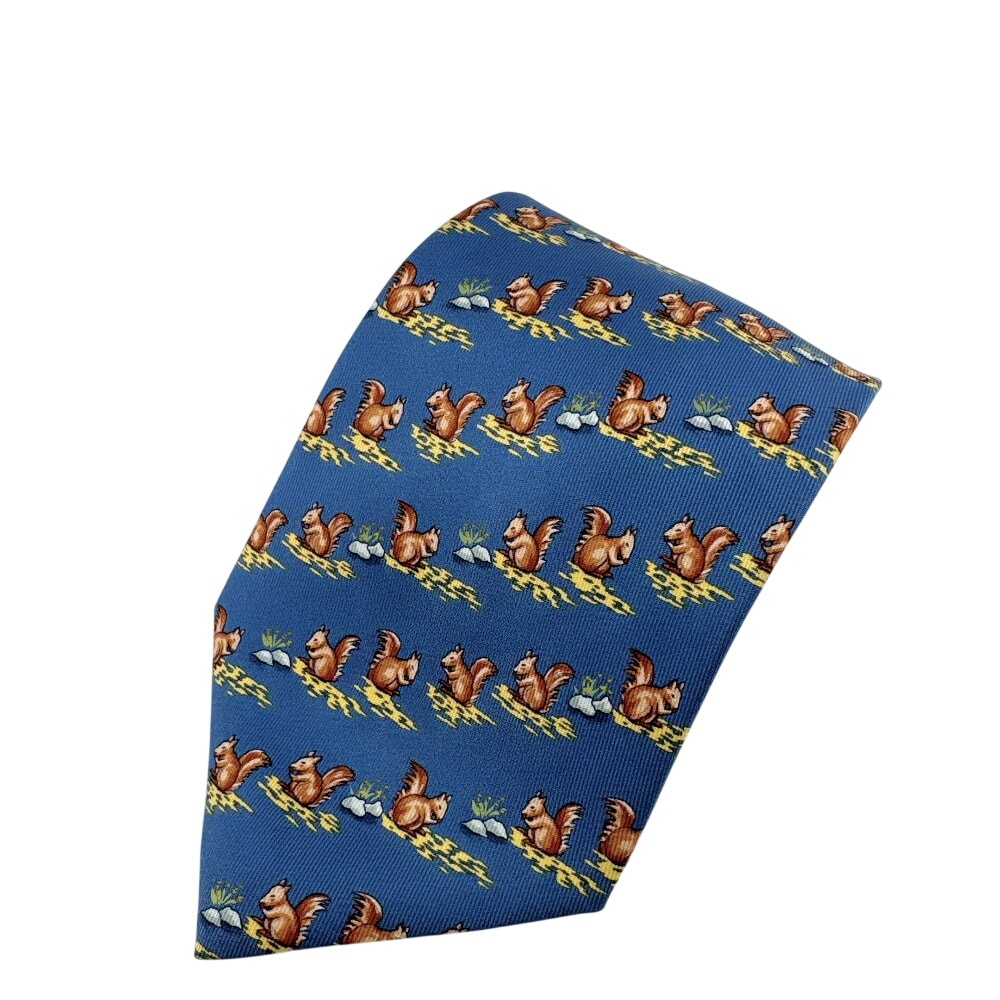 B (目立った傷や汚れなし)】エルメス HERMES ネクタイ リス柄 Cravate