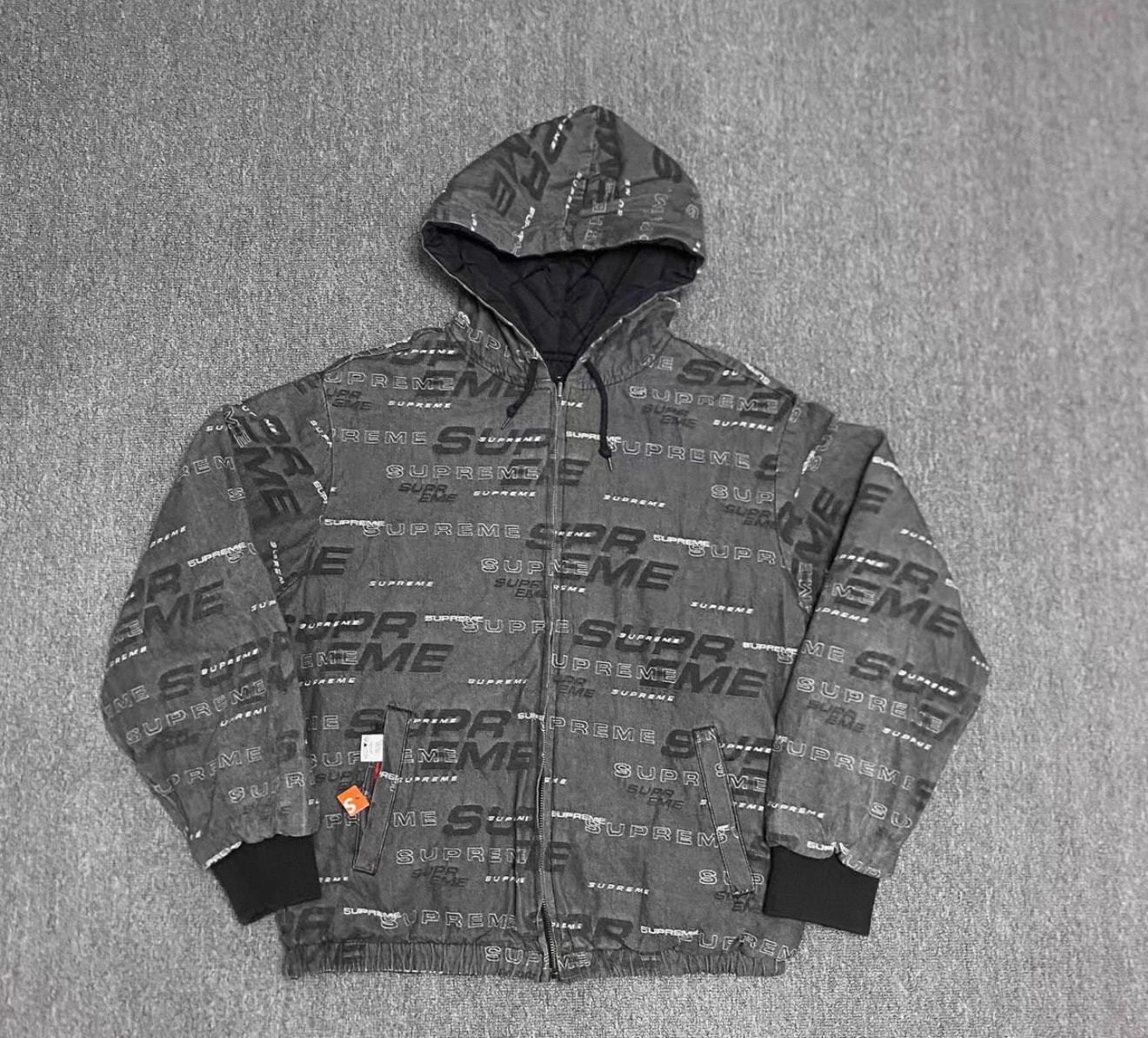 Supreme Reversible Dimensions Logo Denim Work Jacket "Black"