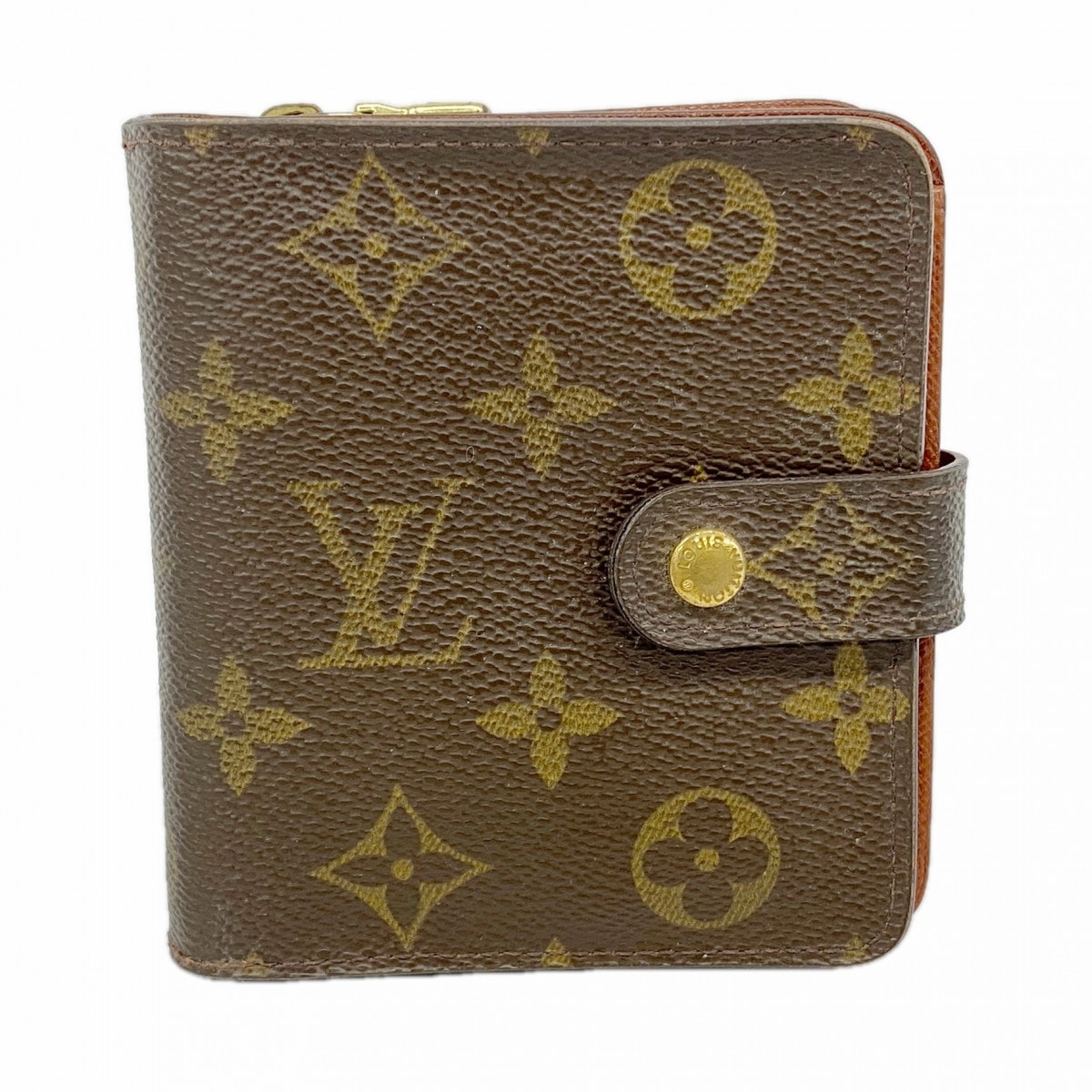 【6de5637】ルイヴィトン 財布 モノグラム コンパクトジップ M61667 ブラウン【中古】レディース