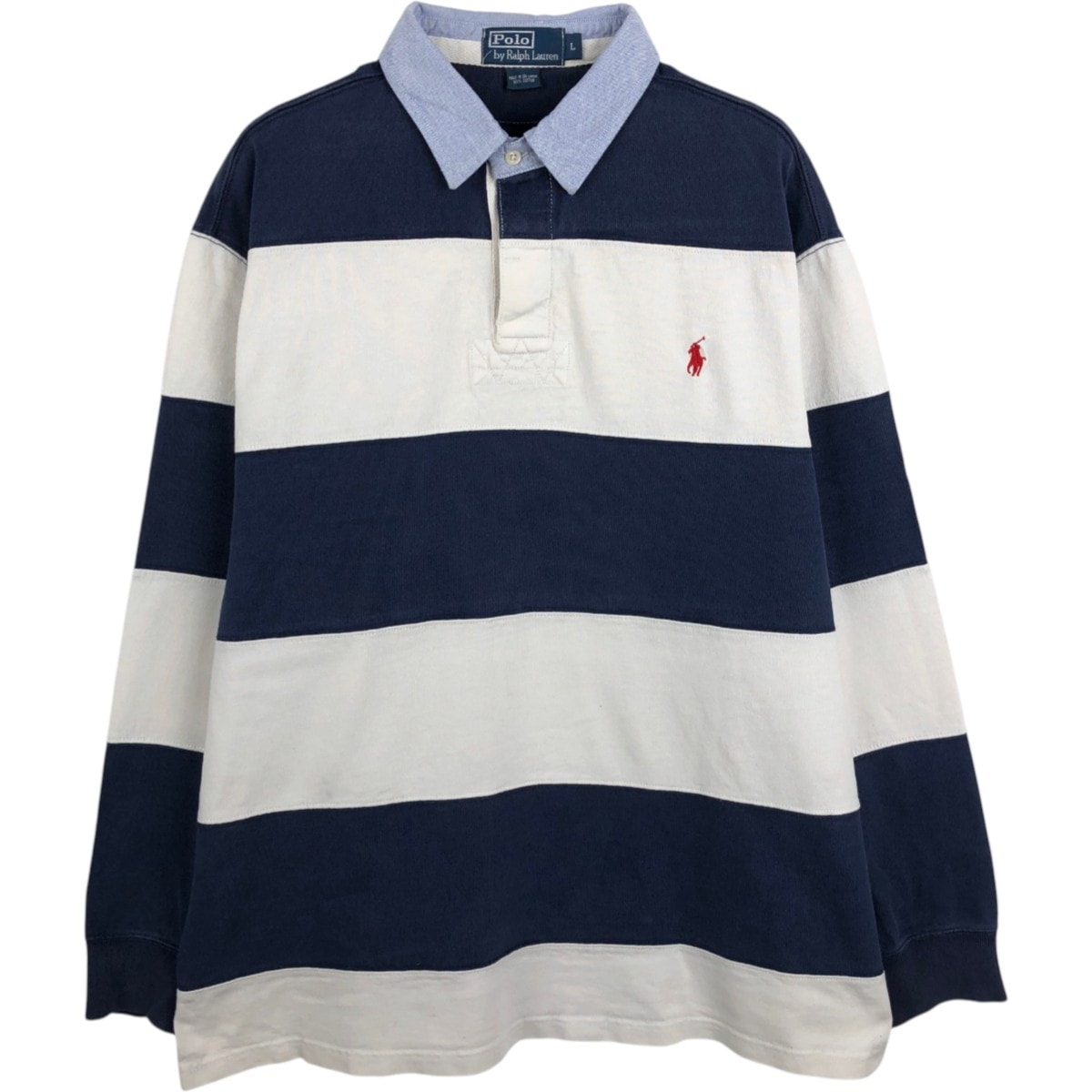 古着 ラルフローレン Ralph Lauren POLO by Ralph Lauren ボーダー柄 長袖 ラガーシャツ メンズL相当/eaa668874