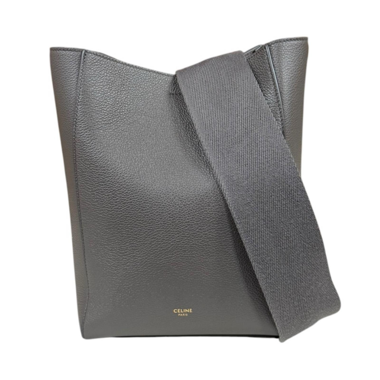 セリーヌ サングル バケット スモール ショルダーバッグ レザー 189303AH4 グレー レディース CELINE 中古