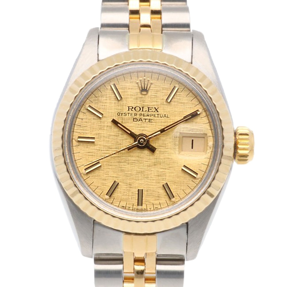 ロレックス デイト オイスターパーペチュアル 腕時計 時計 ステンレススチール 6917 自動巻き 磨き直し済 74番 レディース 1年保証 ROLEX  中古