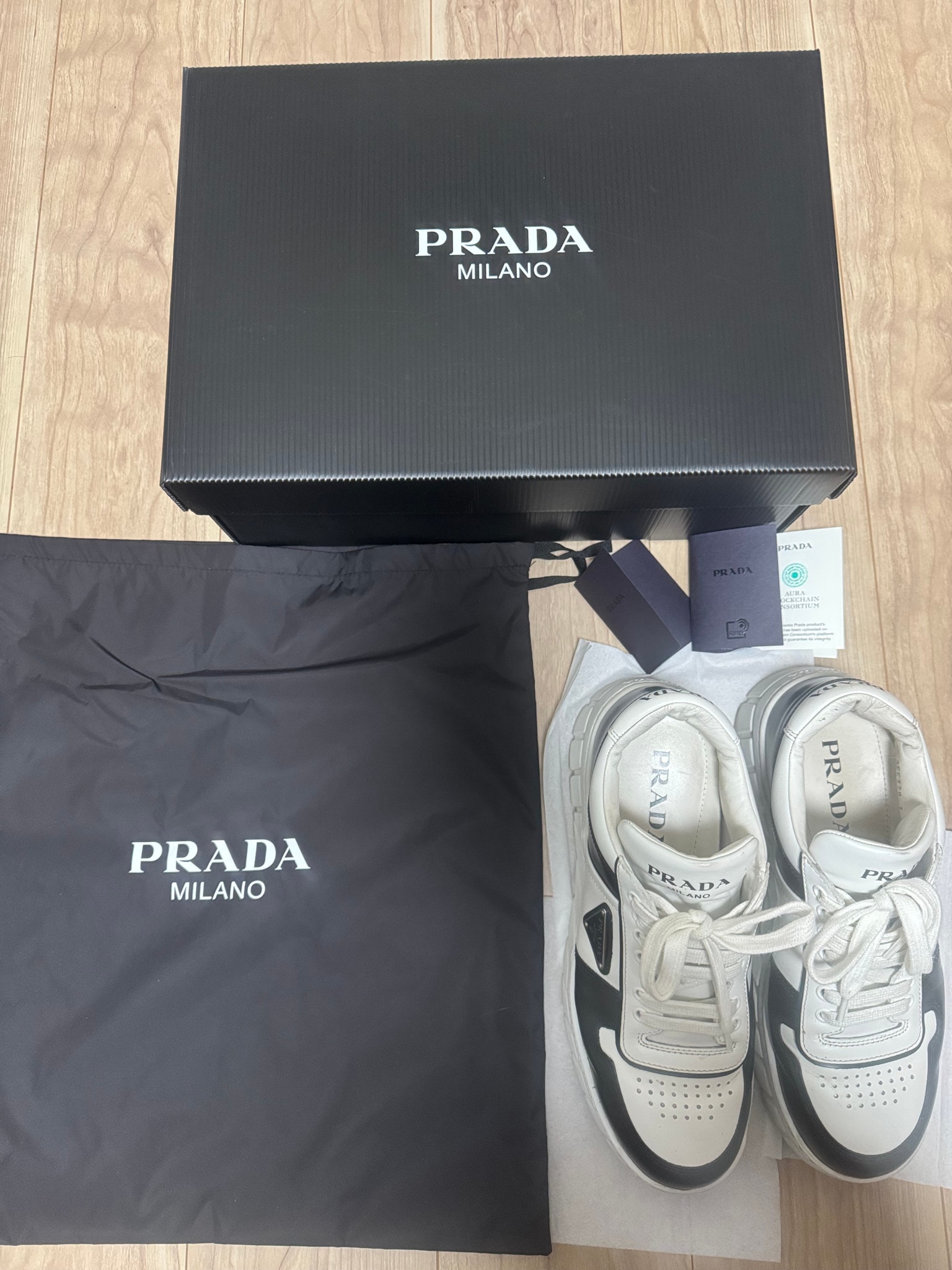 PRADA Leather Sneaker "White/Black"
