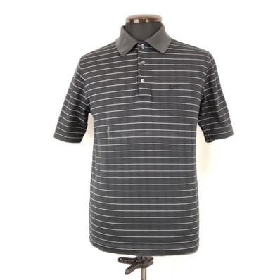 希少品★NIKE★TIGER WOODS COLLECTION/ポロシャツ/ゴルフウェア【メンズS-M程度/ブラック×ホワイト/ボーダー柄】訳あり品/Tops/Shirt◆BJ082-i