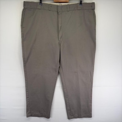 古着 ディッキーズ Dickies USA製 パンツ チノパン ワンポイントロゴ 大きいサイズ ジッパーフライ w48 L30 グレー系 メンズ