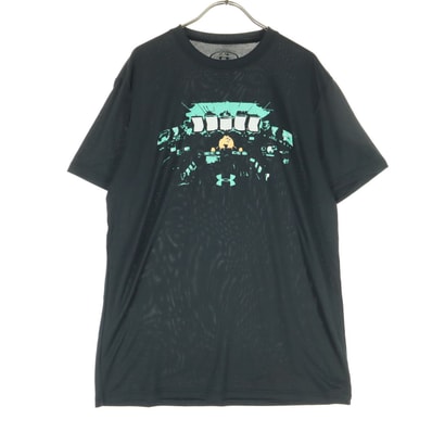 未使用 UNDER ARMOUR アンダーアーマー Star Blazers プリント 半袖 丸首 Tシャツ L ブラック 宇宙戦艦ヤマト コラボ