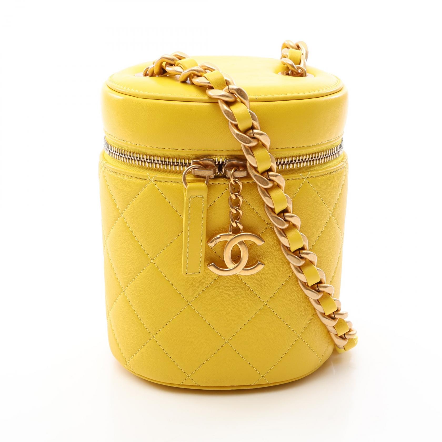 シャネル CHANEL マトラッセ バニティ ショルダーバッグ バッグ ラムスキン(羊革) レディース イエロー系 【中古】