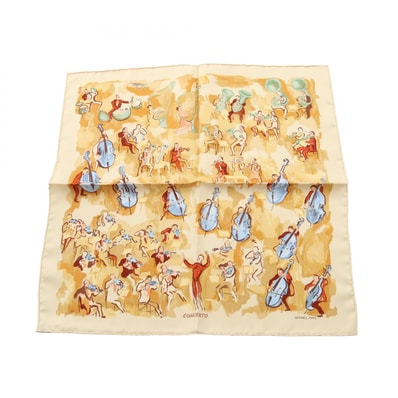 エルメス HERMES プチカレ カレ40 CONCERTO スカーフ 衣料品 シルク シルク ベージュ レディース アイボリー系 / ベージュ系 / マルチカラー 【中古】