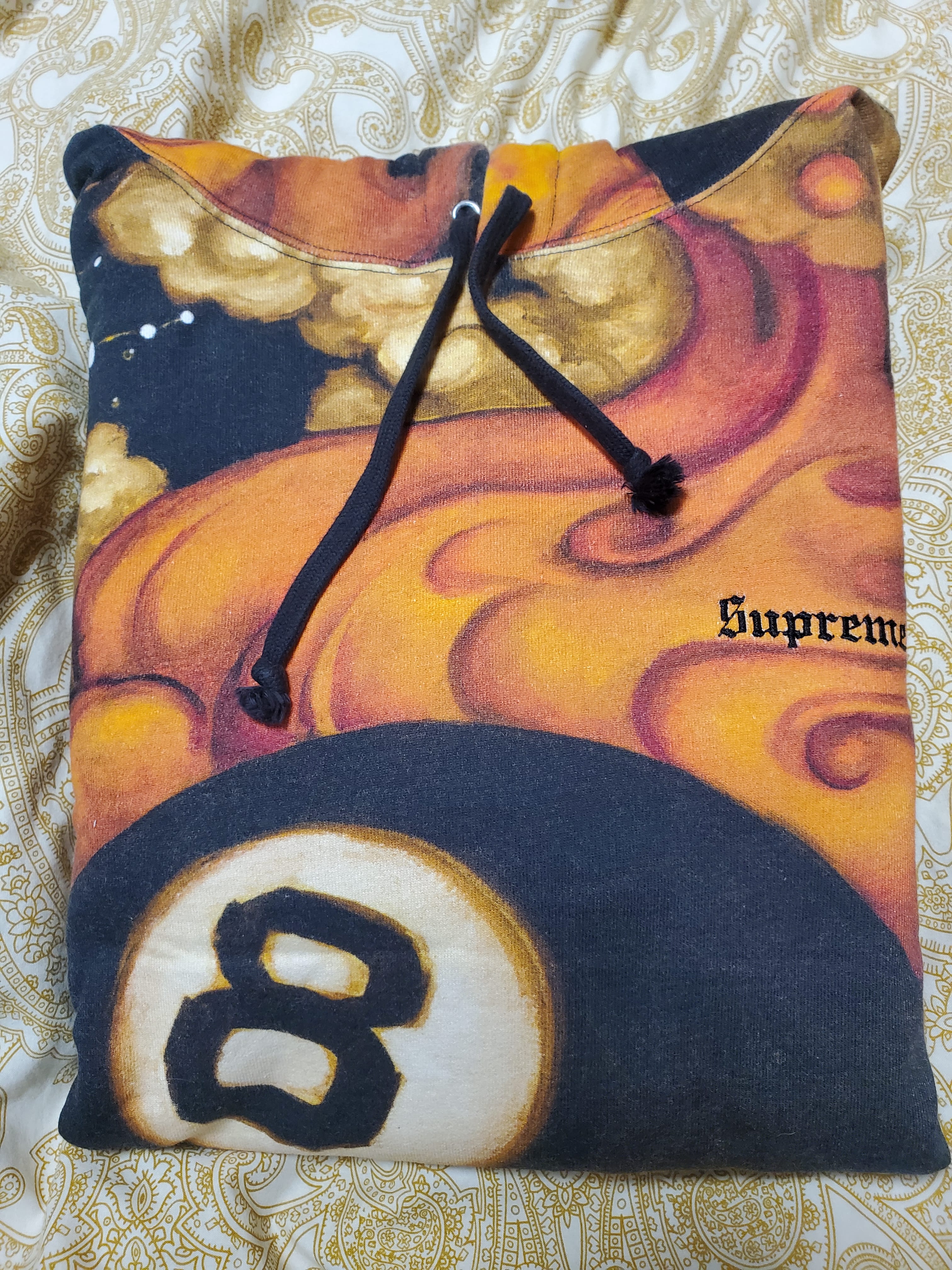 Supreme / Martin Wong Schott 8-Ball Hooded Sweatshirt "Orange"