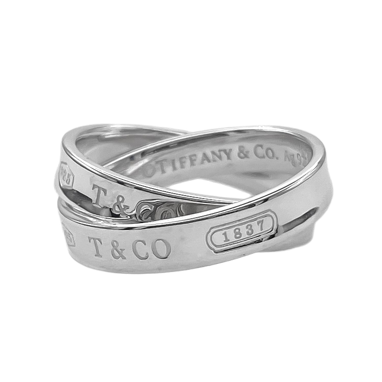 TIFFANY&Co. ティファニー 1837 インターロッキング 2連 リング・指輪
 SV925 6.5号 シルバー 新品仕上済 レディース
 【中古】
