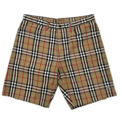 シュプリーム 22SS ブラウン Burberry ノバチェック denim short beige デニムショーツ パンツ 36