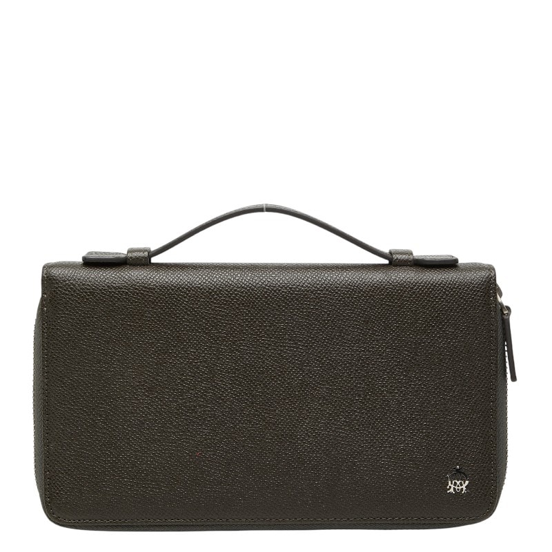 ダンヒル ダブルジップ トラベルコンパニオン トラベルケース 長財布 セカンドバッグ カーキグリーン レザー メンズ Dunhill 中古