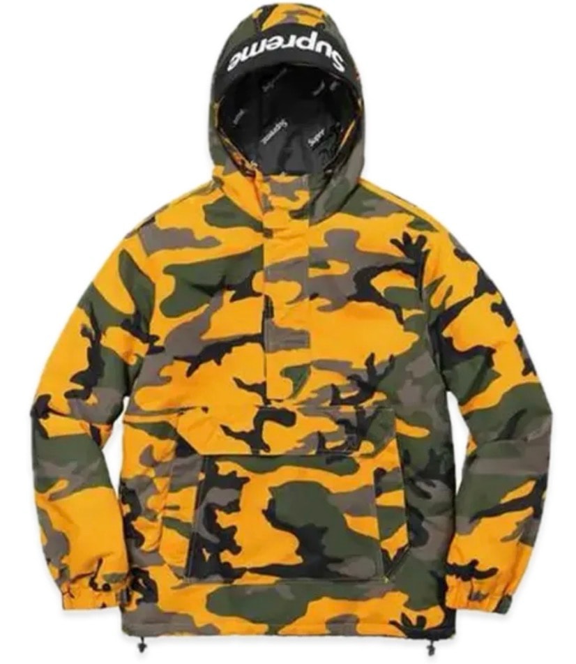 Supreme Hooded Logo Half Zip Pullover "Yellow Camo"