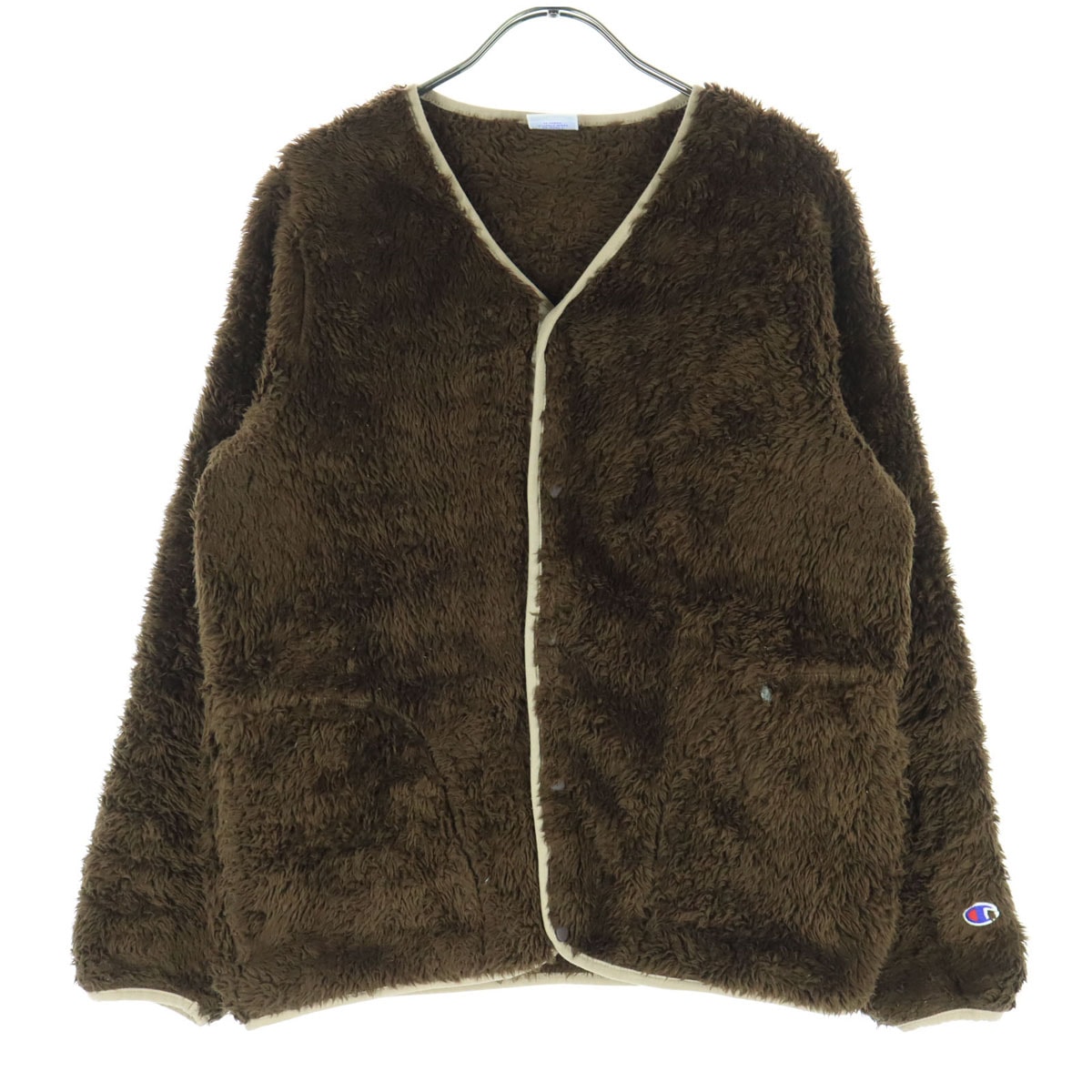 Champion チャンピオン 長袖 ノーカラー ボアジャケット M ブラウン