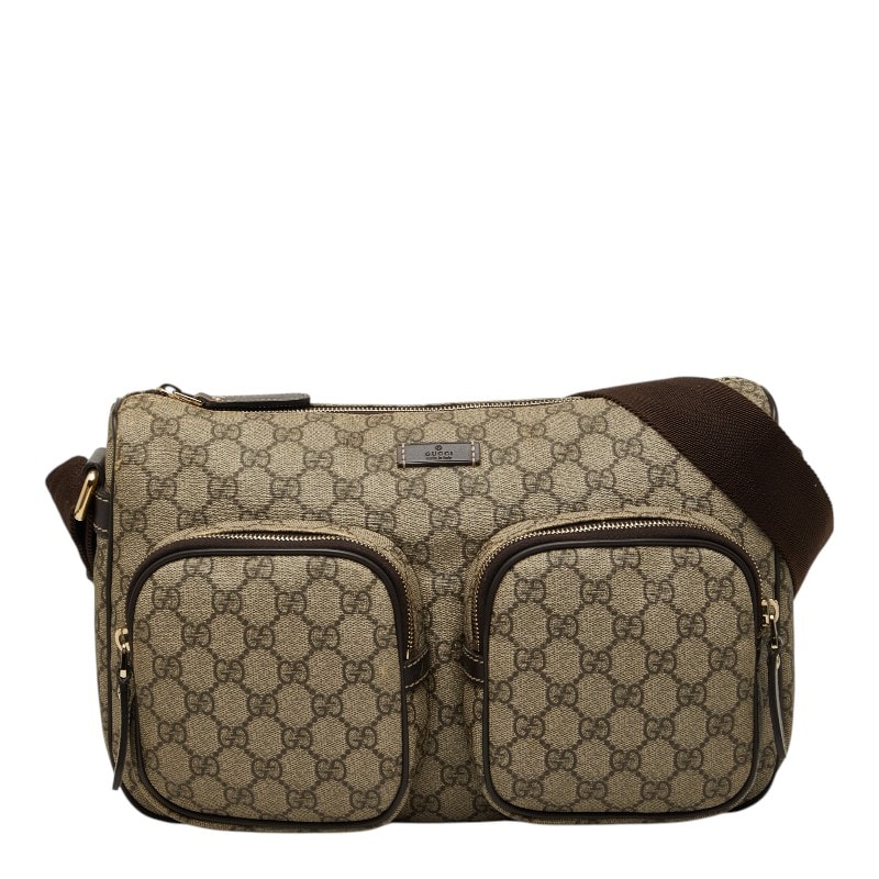 グッチ GGスプリーム 斜め掛け ショルダーバッグ 246881 ベージュ ブラウン PVC レザー レディース GUCCI 【中古】