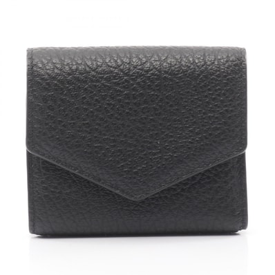 メゾン マルジェラ Maison Margiela スリーフォールドウォレット 三つ折り財布 財布 レザー レディース ブラック系 【中古】