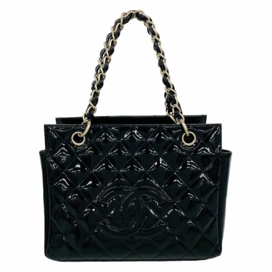 【6dd5037】シャネル ハンドバッグ マトラッセ パテントレザー ブラック シルバー金具【中古】レディース