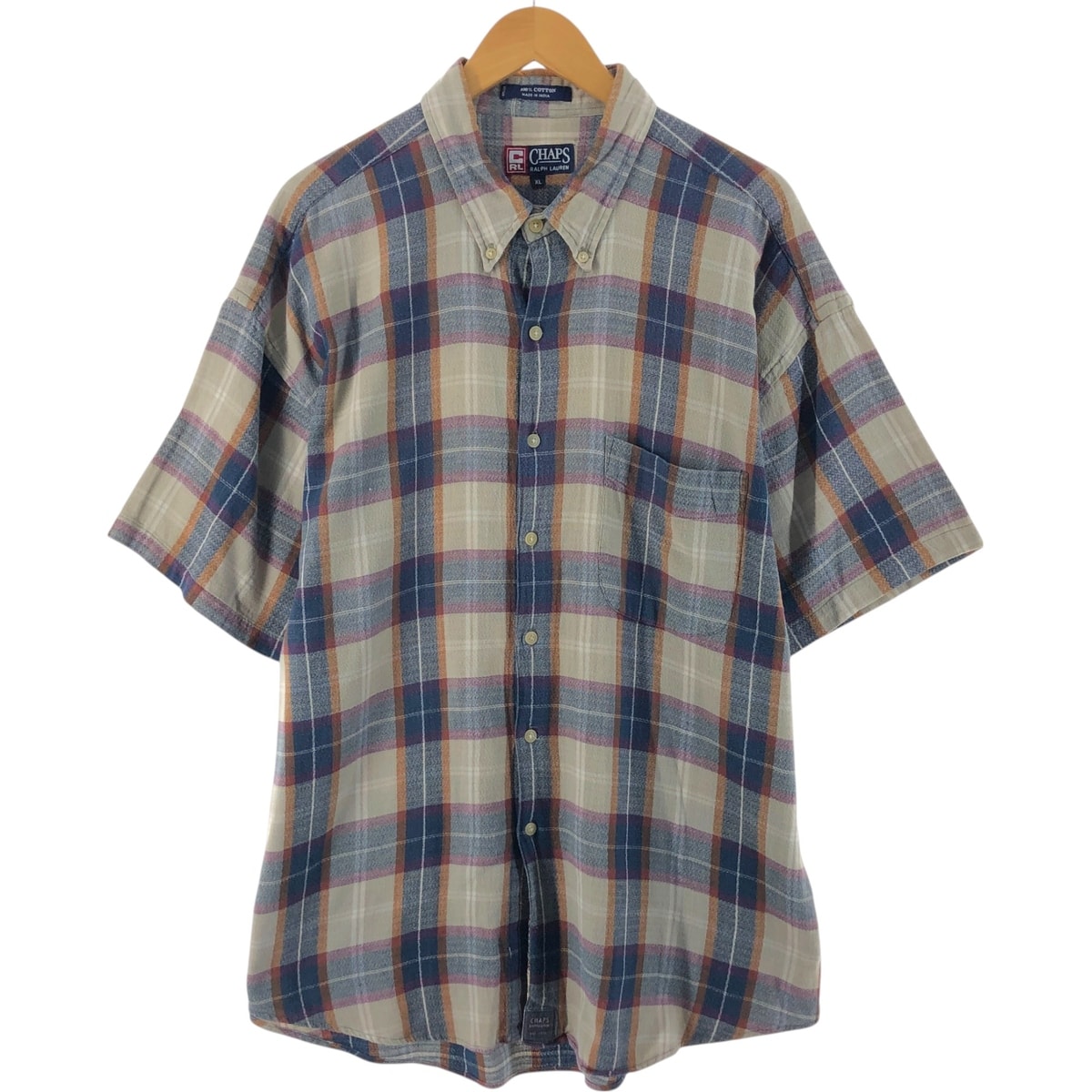 古着 90年代 ラルフローレン Ralph Lauren CHAPS チャップス 半袖 ボタンダウン チェックシャツ メンズXL相当 ヴィンテージ/eaa539175