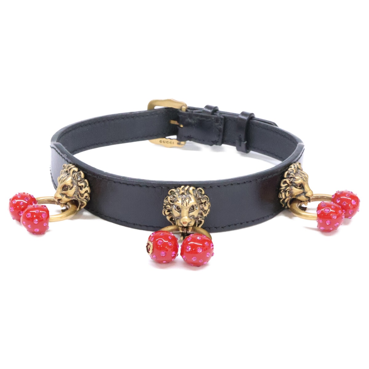 グッチ トリプル ライオンヘッド チェリー レザー