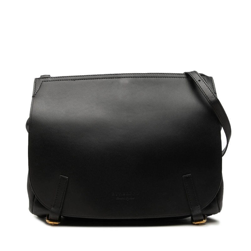 バーバリー 斜め掛け ショルダーバッグ メッセンジャーバッグ ブラック レザー レディース BURBERRY 中古