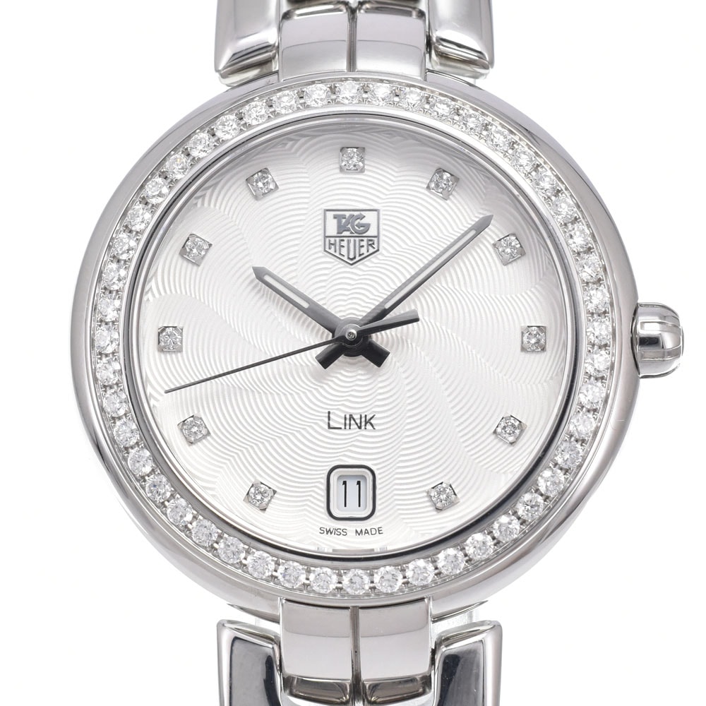 タグホイヤー TAG HEUER WAT1316.BA0956 リンク ダイヤモンドベゼル シルバー クォーツ レディース 美品 箱・保証書付き 腕時計 C#149591