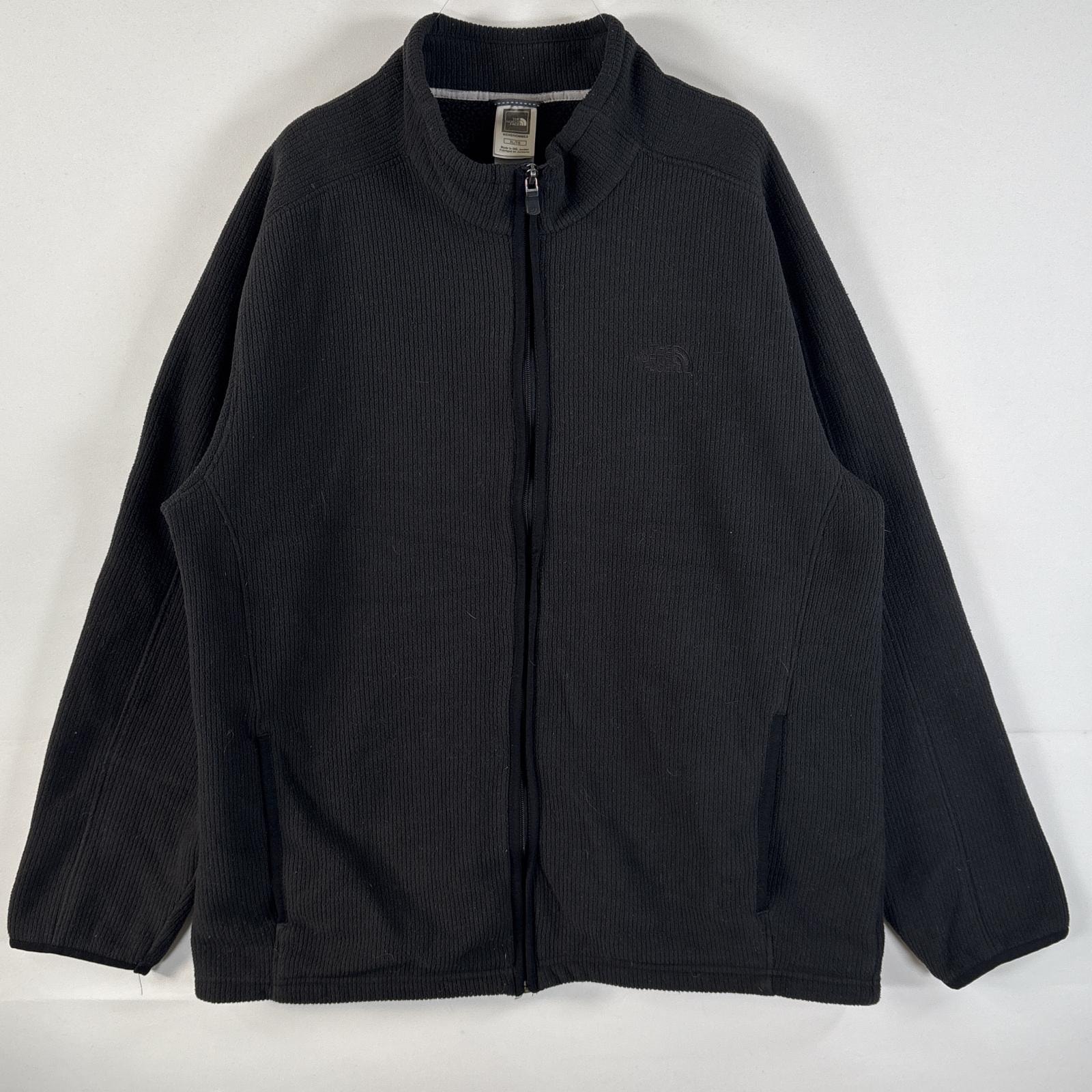 古着 ザ・ノースフェイス THE NORTH FACE フリースジャケット フルジップ ビッグサイズ ワンポイントロゴ刺繍 XL  ブラック メンズ
