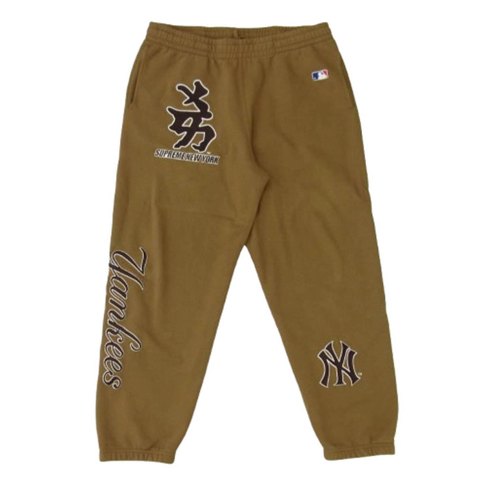 Supreme シュプリーム パンツ 22AW × New York Yankees ニューヨーク ヤンキース Kanji Sweatpant カンジ スウェットパンツ ブラウン系 L【中古】