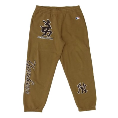 Supreme シュプリーム パンツ 22AW × New York Yankees ニューヨーク ヤンキース Kanji Sweatpant カンジ スウェットパンツ ブラウン系 L【中古】