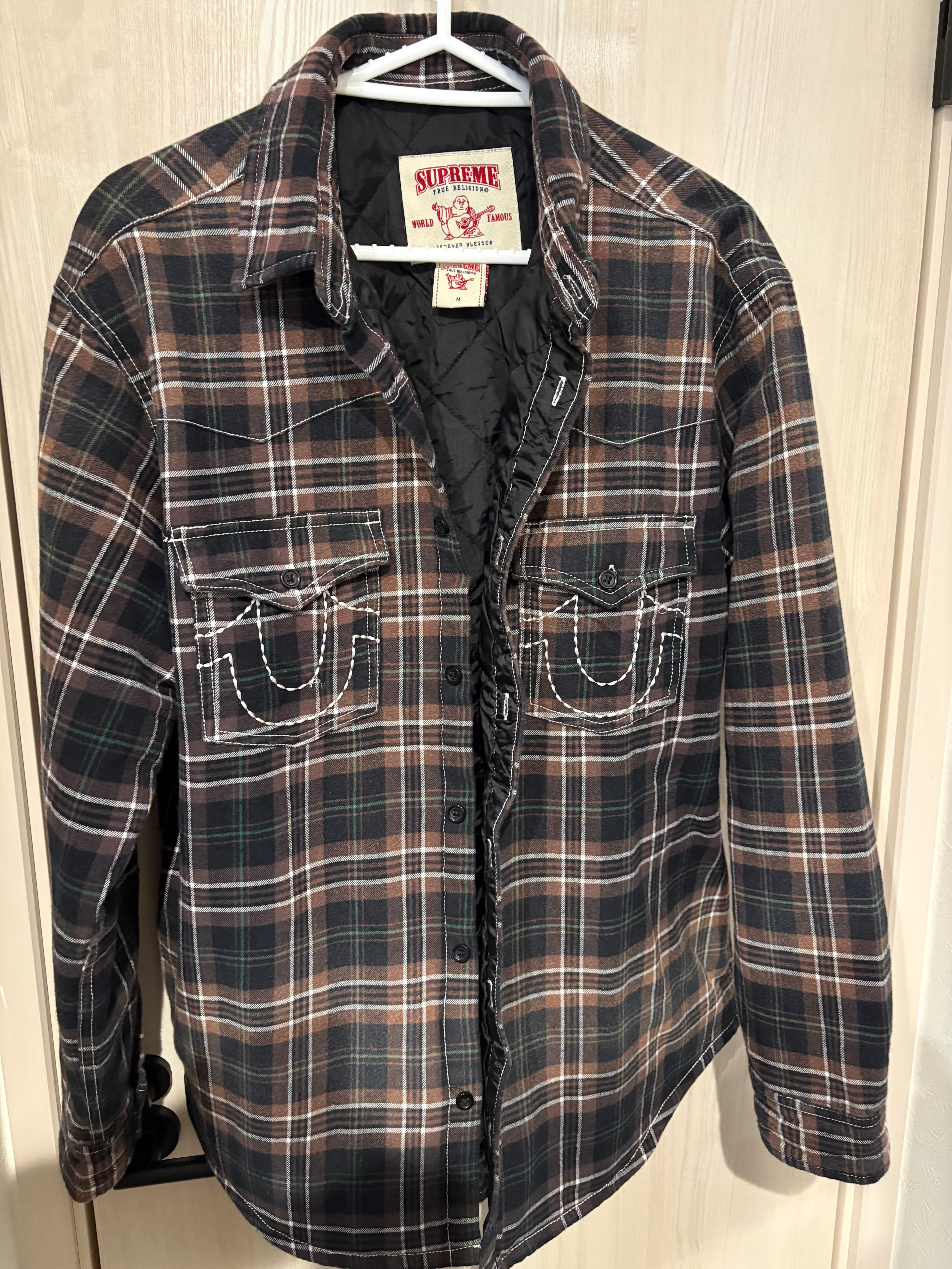 Supreme x True Religion Quilted Lined Plaid Flannel Shirt "Black"