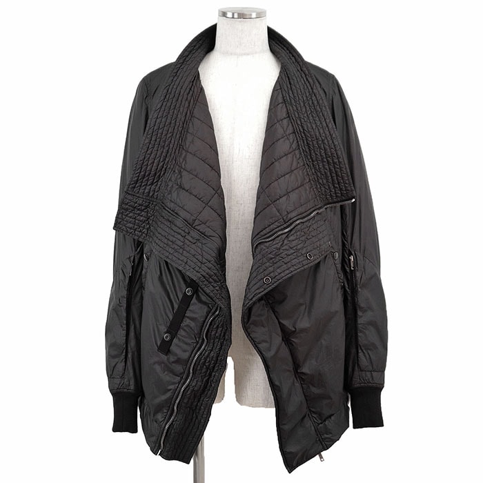 リックオウエンス DRKSHDW ダークシャドウ パデッド ケープ ナイロン ミリタリー ジップアップ ジャケット メンズ チャコール S Rick Owens