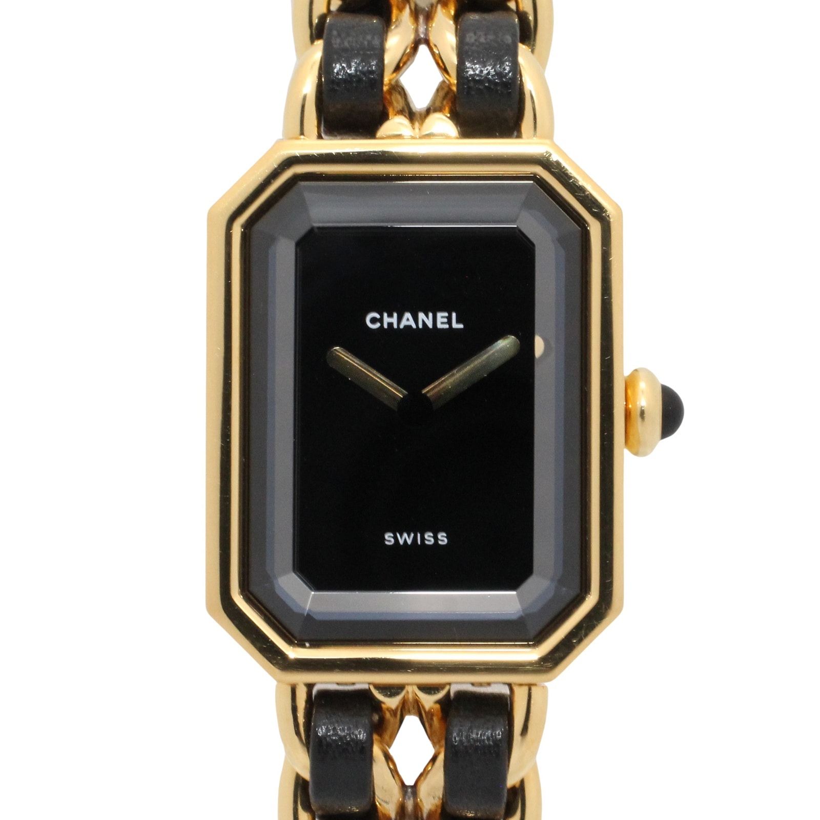 シャネル CHANEL プルミエール L 腕時計 時計 GP(ゴールドメッキ) レザー レディース ブラック系 H0001 【中古】