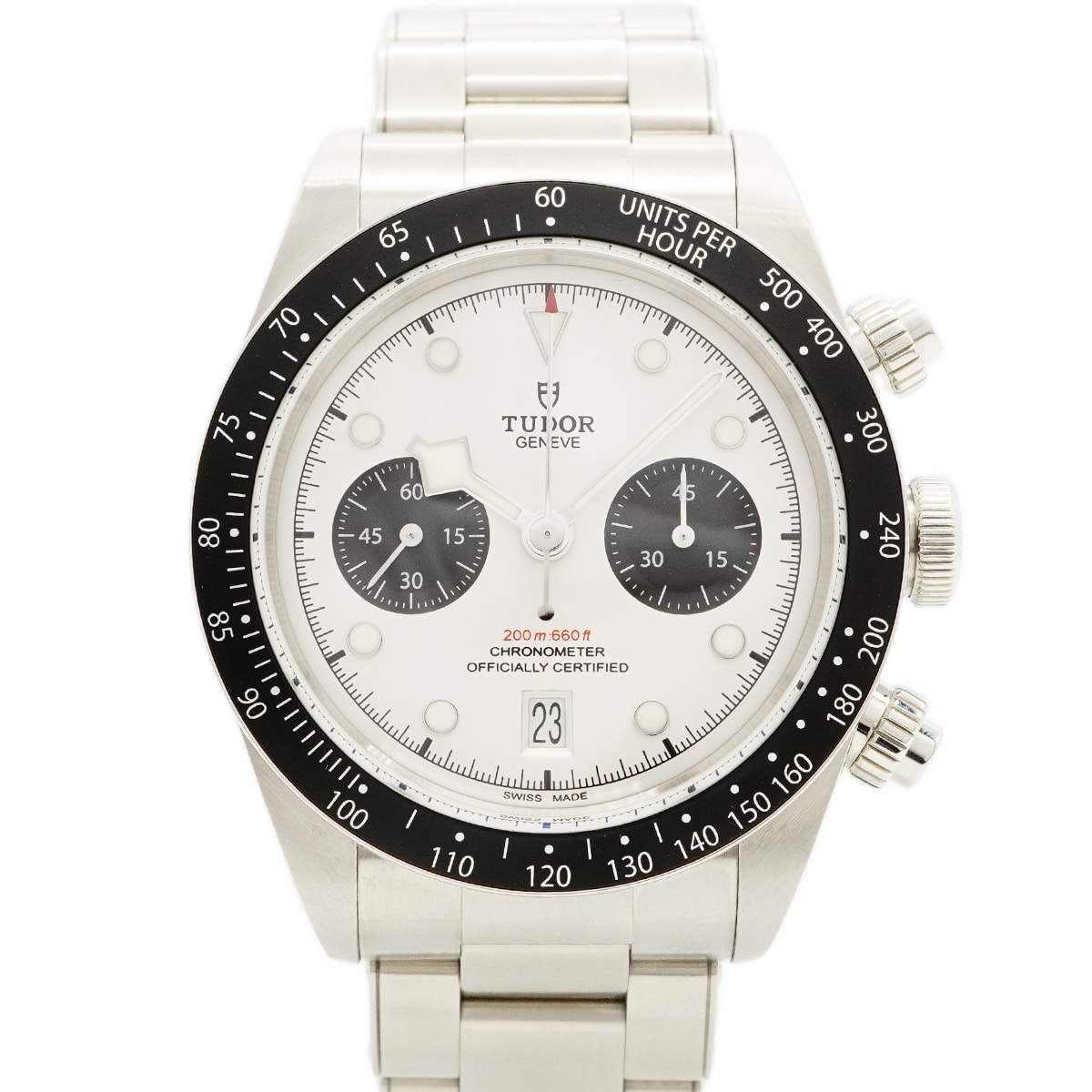 ★最終価格★SALE【6wcc0235】チュードル ブラックベイクロノ 79360N シルバー文字盤【中古】腕時計 メンズ