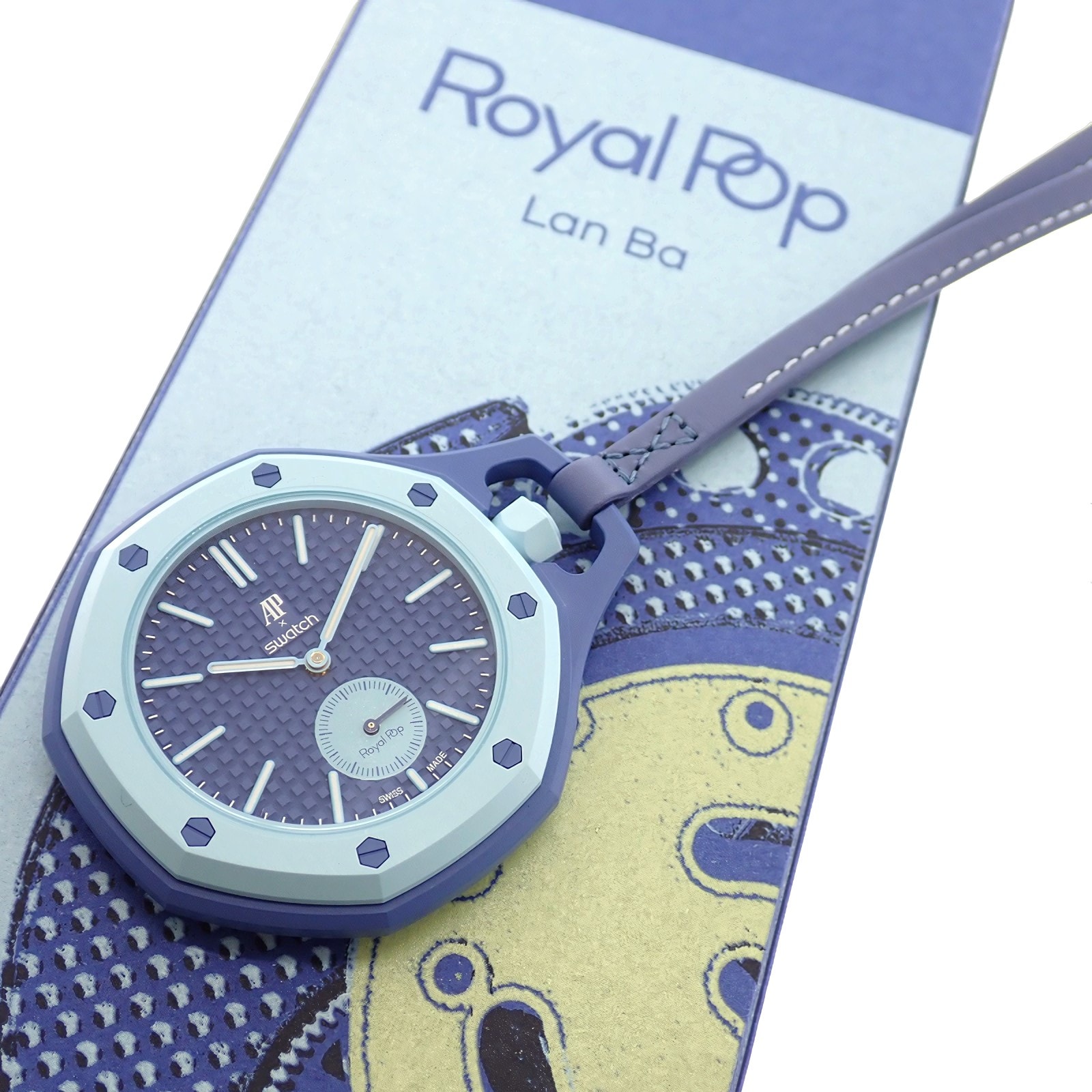 スウォッチ Swatch ロイヤルポップ SSX03L100N 懐中時計 セラミック カーフ ブルー 手巻き ブルー文字盤 メンズ レディース【中古】【Sランク】