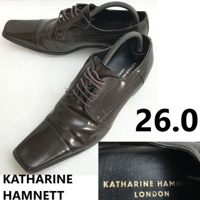 KATHARINE HAMNETT/キャサリンハムネット★本革/ロングノーズ/ストレートチップ【26/brown】ビジネスシューズ/Leather/Dress shoes◆bD-139